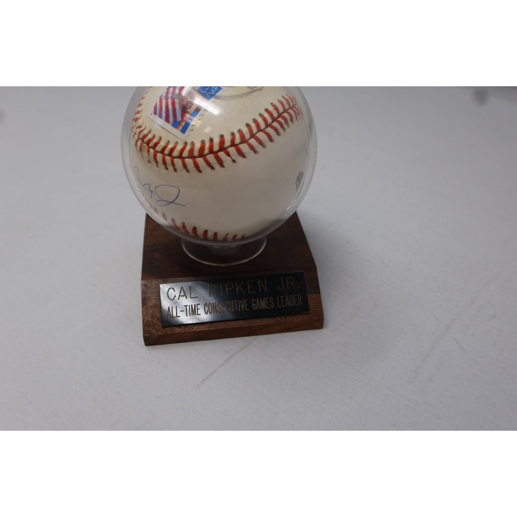 Cal Ripken Jr Signed 2139 #8 Logo Baseball W/Case And Plaque Mailed And Stamped