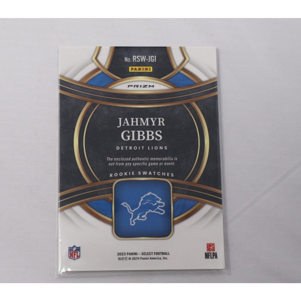 2023 Panini Select - Rookie Swatches Jahmyr Gibbs #RSW-JGI Red Prizm RC Mint