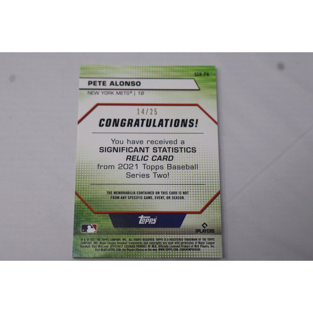 Pete Alonso 2021 Topps Significant Statistics Relic 14/25 #SSR-PA NM+