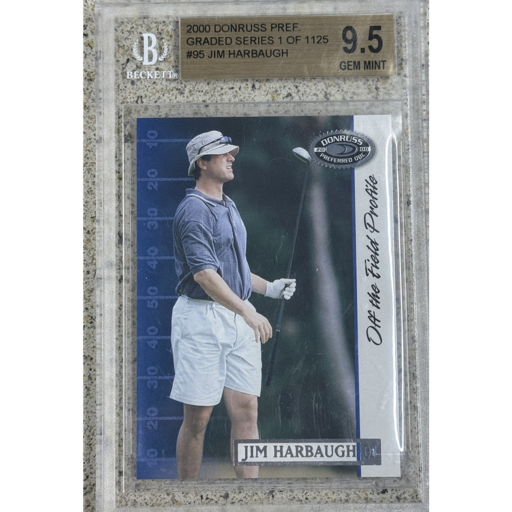 2000 Donruss Preferred Jim Harbaugh Golf Series /1125 BGS 9.5 Wolverines card