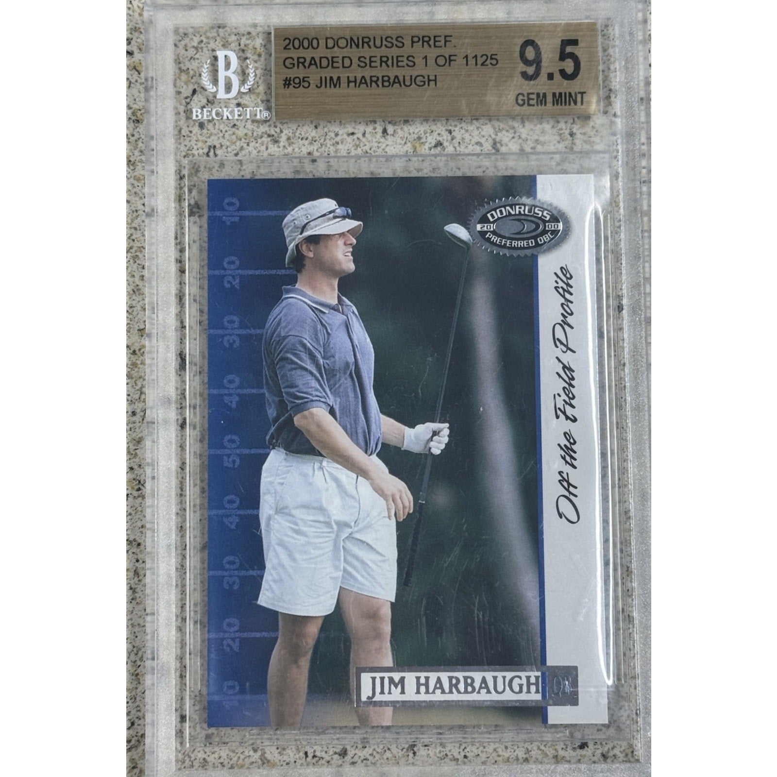 2000 Donruss Preferred Jim Harbaugh Golf Series /1125 BGS 9.5 Wolverines card