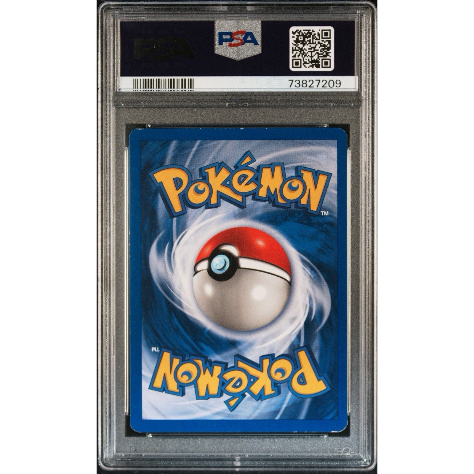 Pokémon trading card in a PSA protective case with a Poké Ball design.