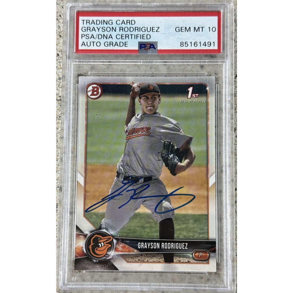 2018 Bowman Draft Grayson Rodriguez BD-73 rookie card PSA DNA Auto 10 front view
