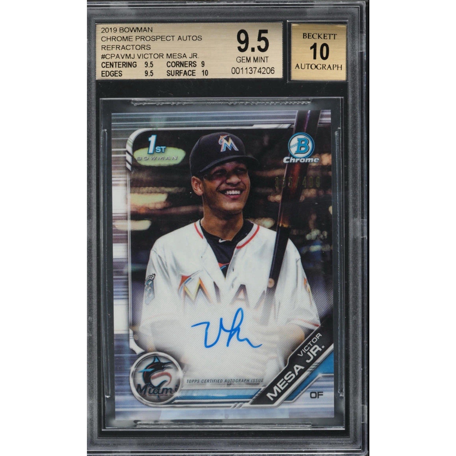 2019 Bowman Chrome Victor Mesa Jr Refractor Auto BGS 9.5 Gem Mint card front