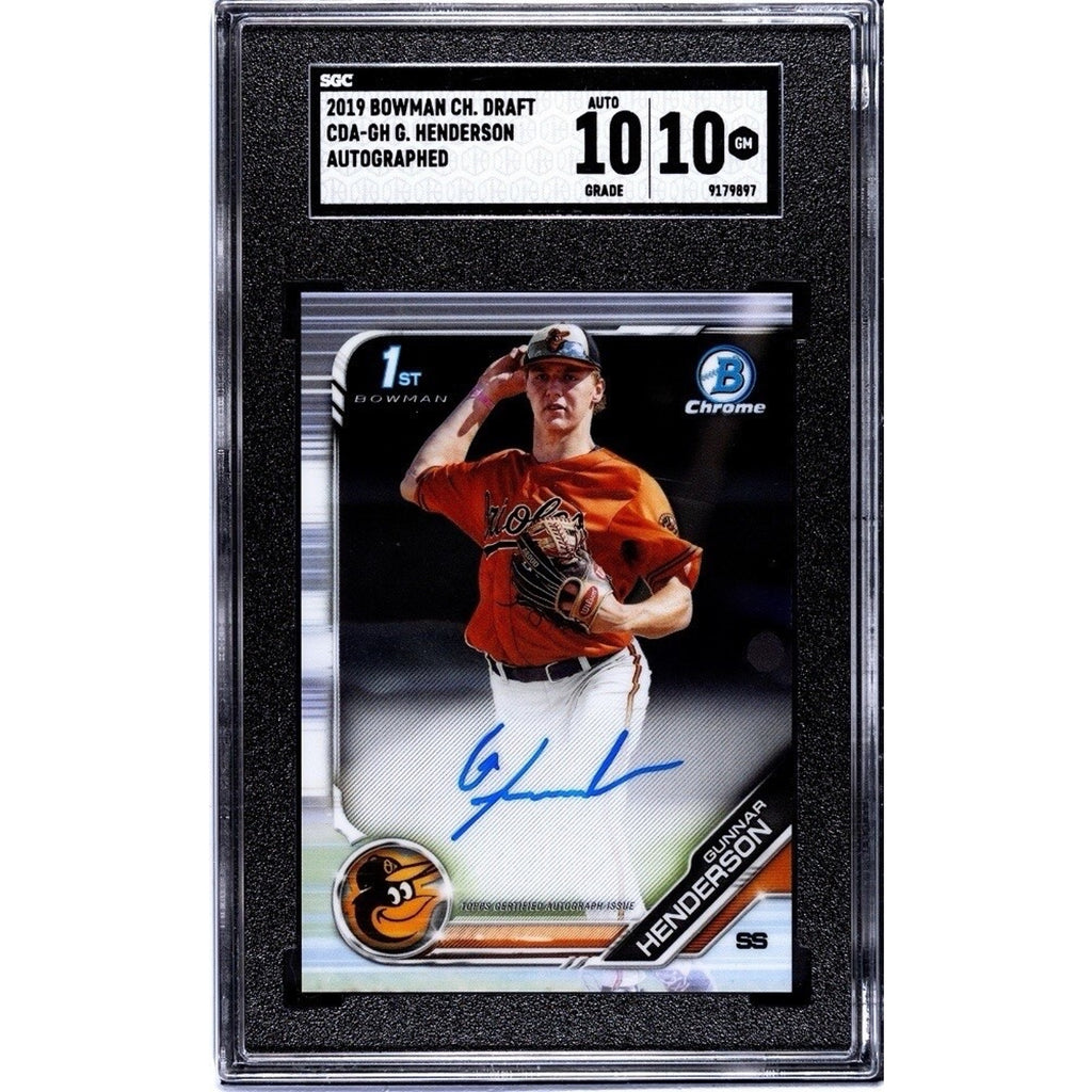 2019 Bowman Draft Chrome Gunnar Henderson 1st Bowman auto SGC 10 card front