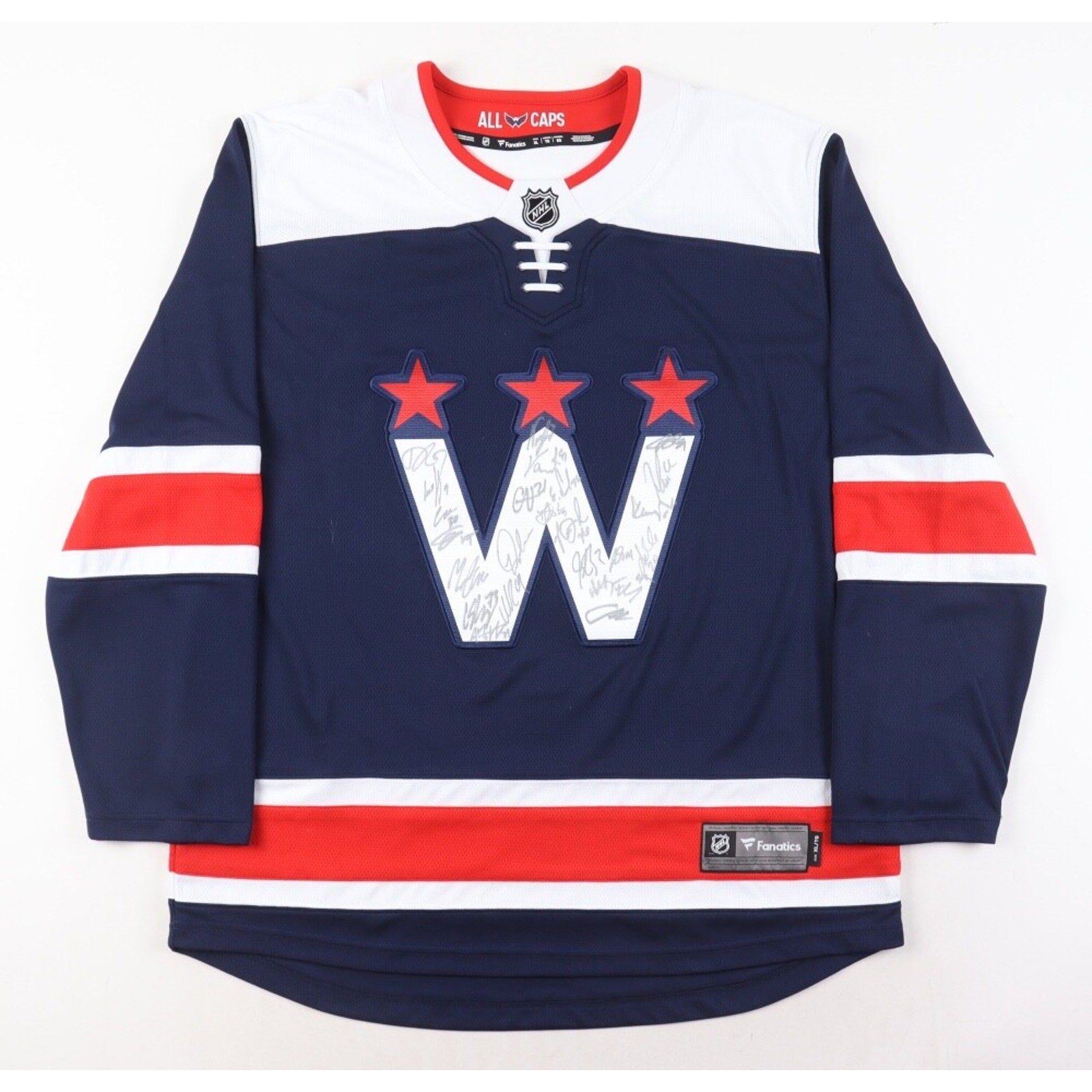 2020-2021 Washington Capitals team signed hockey jersey full front view