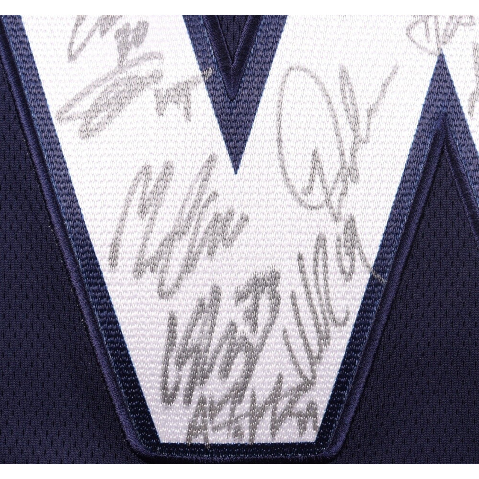 Multiple player signatures on Washington Capitals logo panel