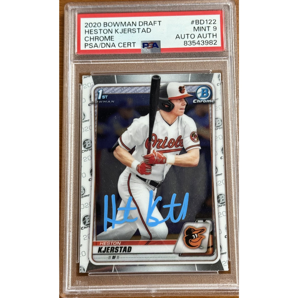 2020 1st Bowman Chrome Heston Kjerstad auto rookie card PSA DNA 9 front view