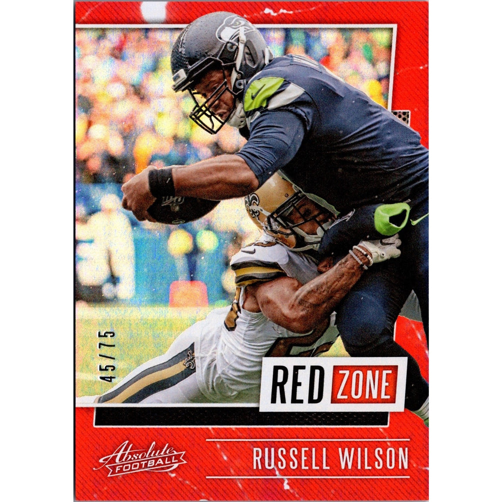 2020 Panini Absolute Russell Wilson Red Zone Orange Holo /75 card front