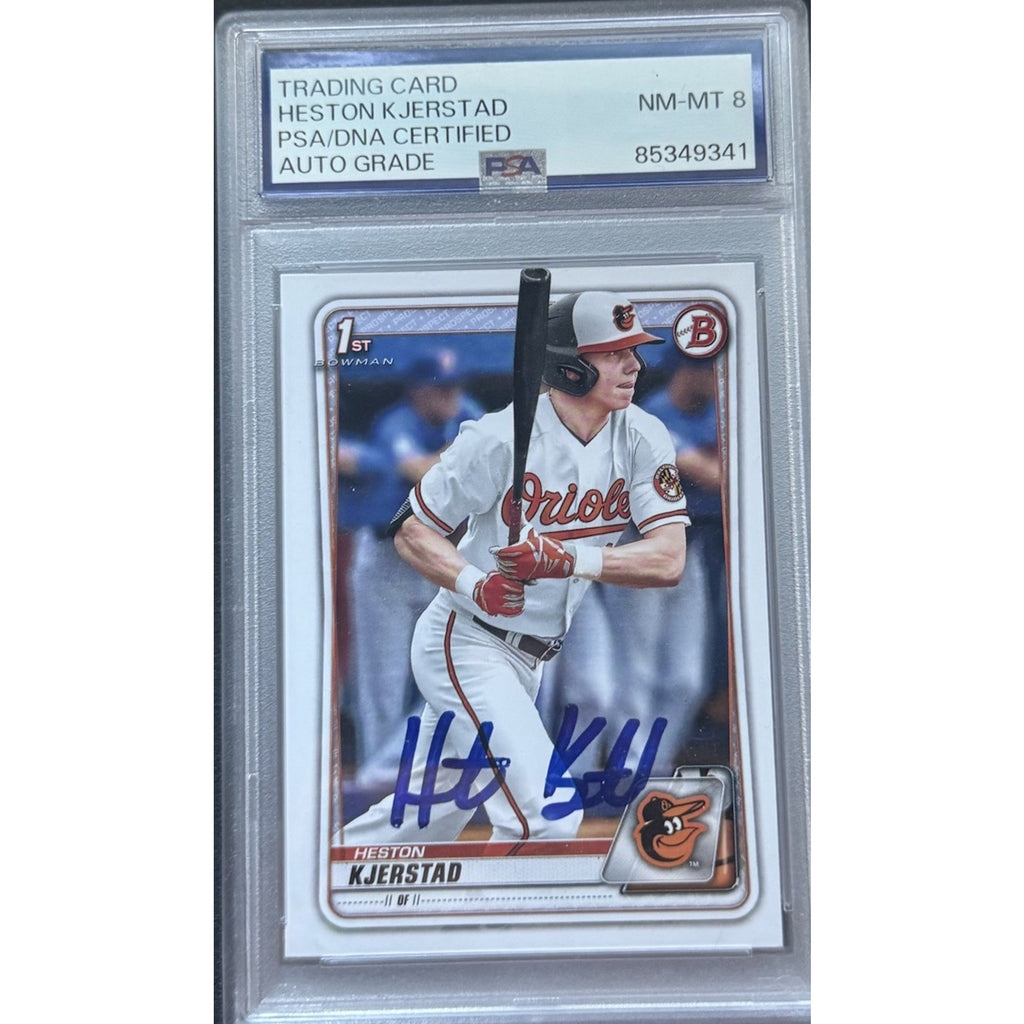 2020 Bowman Draft Heston Kjerstad 1st Bowman rookie autograph card authenticated and graded by PSA