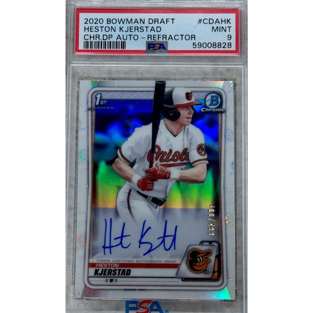 2020 Bowman Draft Heston Kjerstad Refractor Auto /499 PSA 9 1st Bowman card front