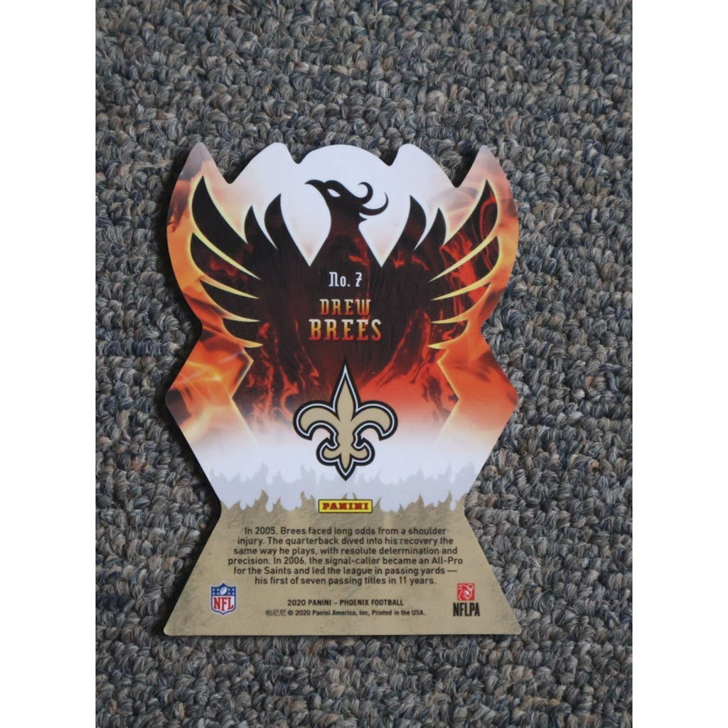 Back view of 2020 Panini Phoenix Drew Brees Regeneration #7 SSP football card