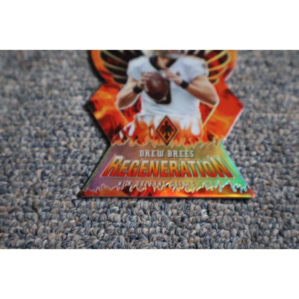 Angled front view of Drew Brees Panini Phoenix Regeneration case hit trading card