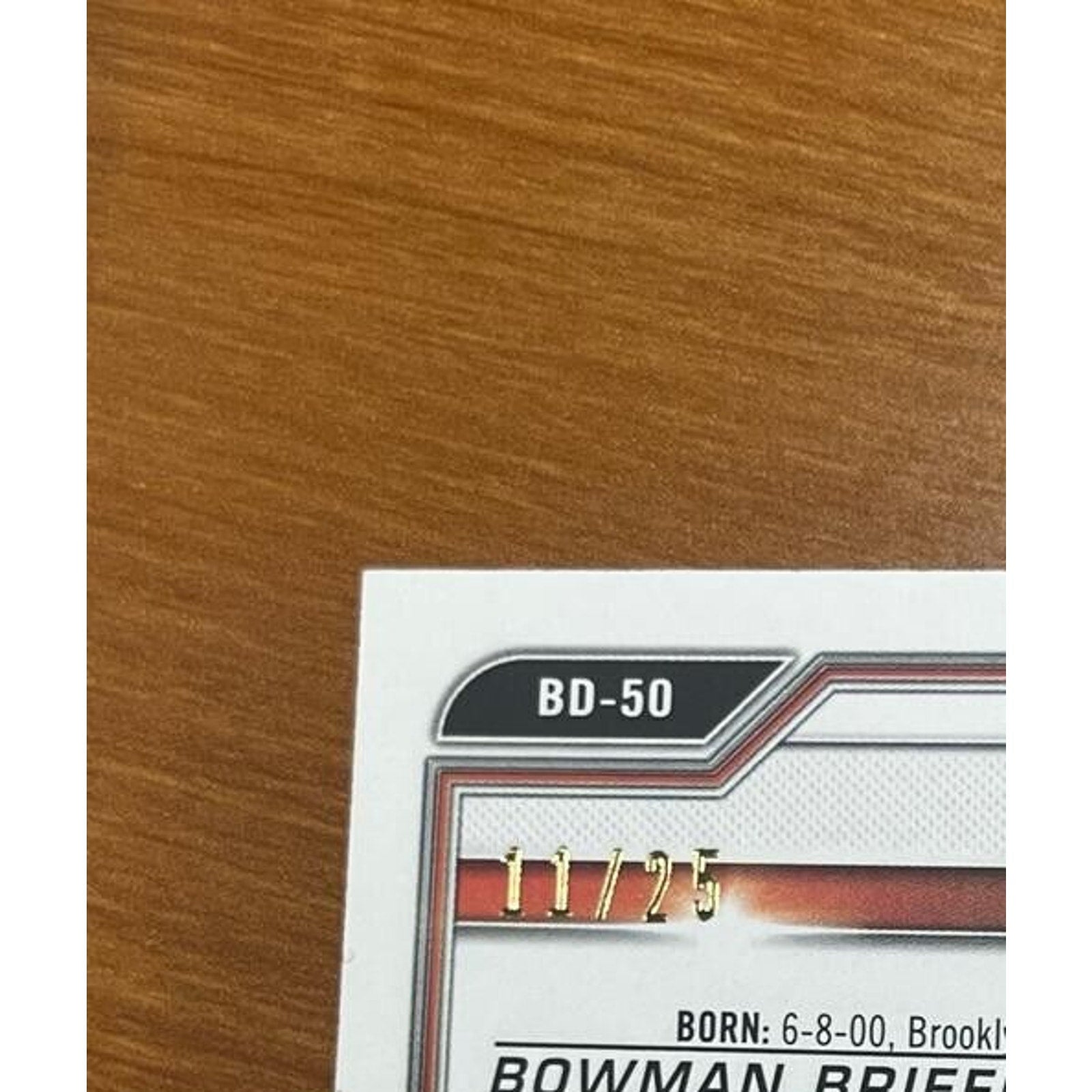 Serial number detail showing Connor Norby Orange Refractor limited to /25 copies
