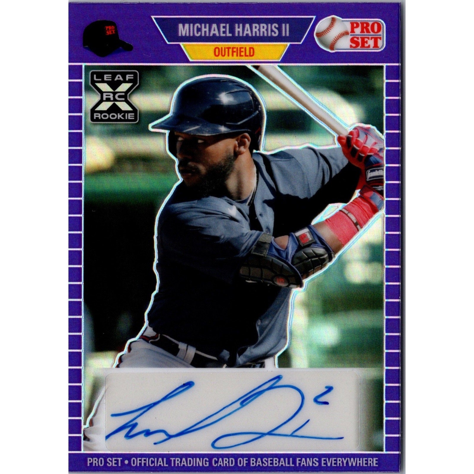 2021 Leaf Pro Set Metal Michael Harris II Purple rookie autograph card numbered /25