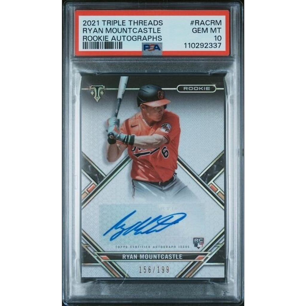 2021 Topps Triple Threads Ryan Mountcastle Rookie Auto PSA 10 Orioles card front