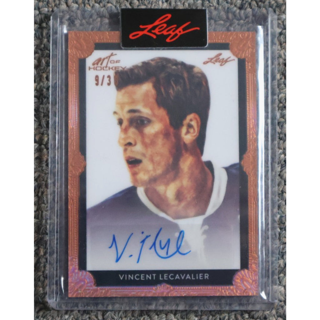 2022 Leaf Art of Hockey Portrait Autos Bronze Vincent Lecavalier autograph card numbered 3 of 30