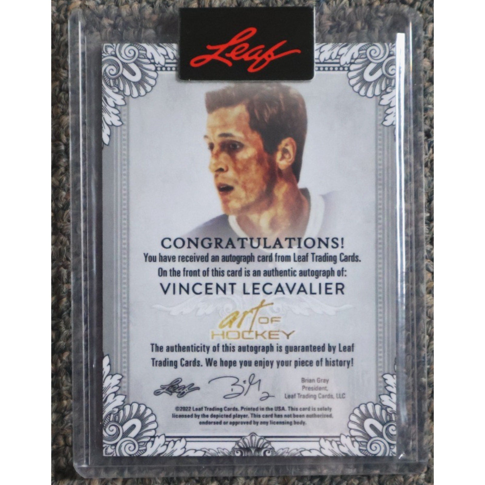 Back view of 2022 Leaf Art of Hockey Vincent Lecavalier Portrait Autos Bronze card #PA-VL1