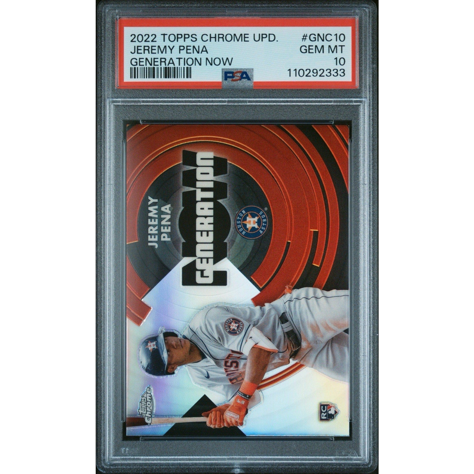 2022 Topps Chrome Update Jeremy Peña Generation Now PSA 10 rookie card front
