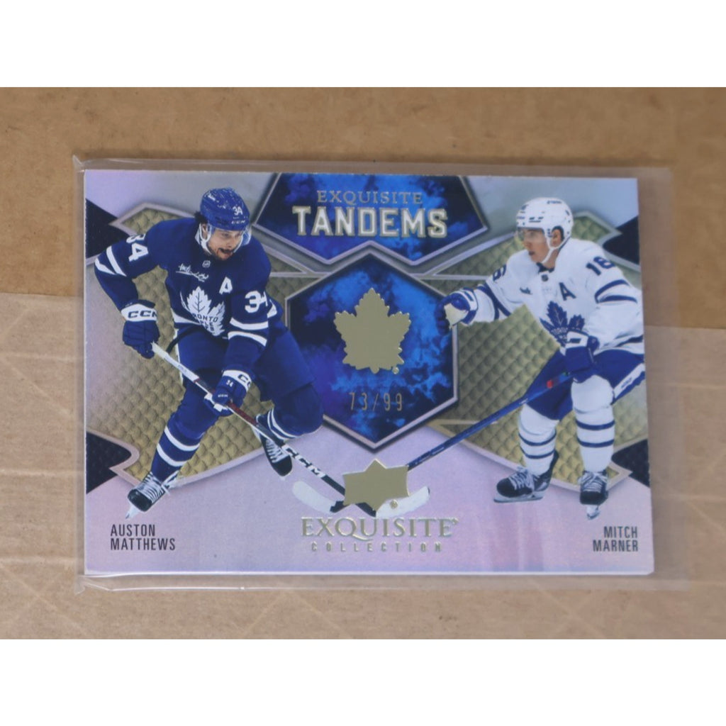 2023-24 Black Diamond Exquisite Tandems Gold Matthews Marner /99 card front view