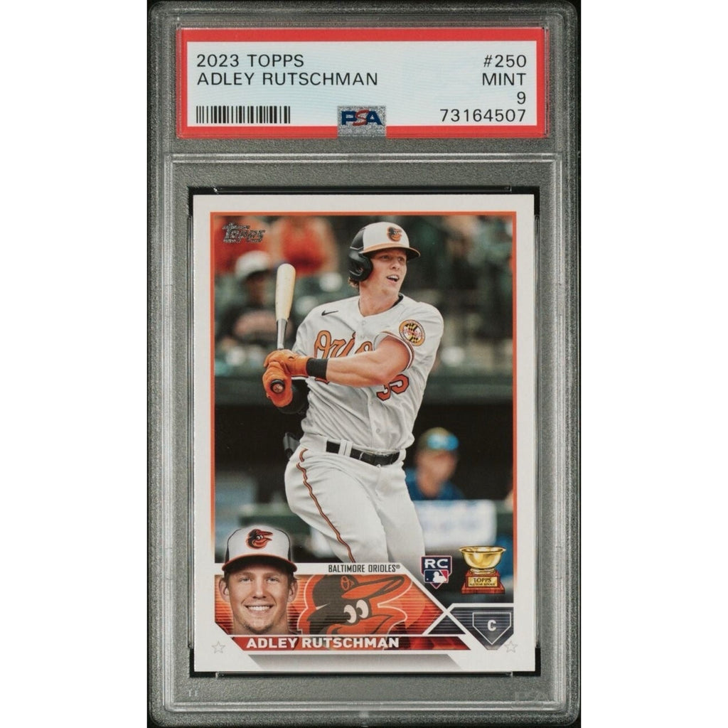 2023 Topps Adley Rutschman rookie card PSA 9 Mint Baltimore Orioles front view