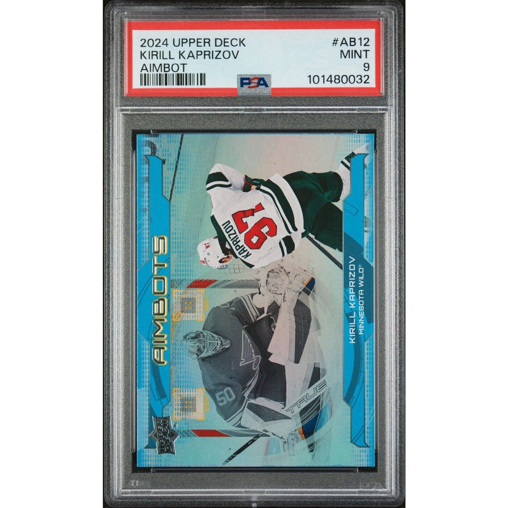 2024-25 Upper Deck AimBots Kirill Kaprizov PSA 9 Mint hockey card front view