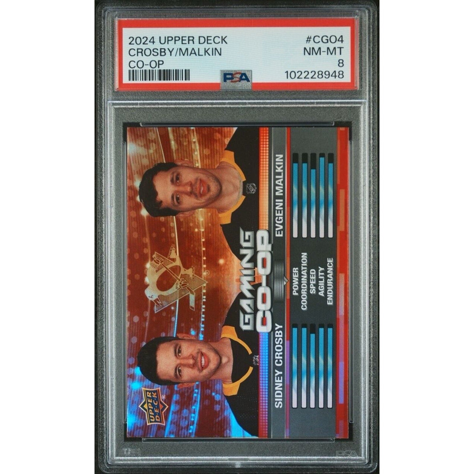 2024 Upper Deck Gaming Co-Op Sidney Crosby Evgeni Malkin PSA graded Pittsburgh Penguins hockey card