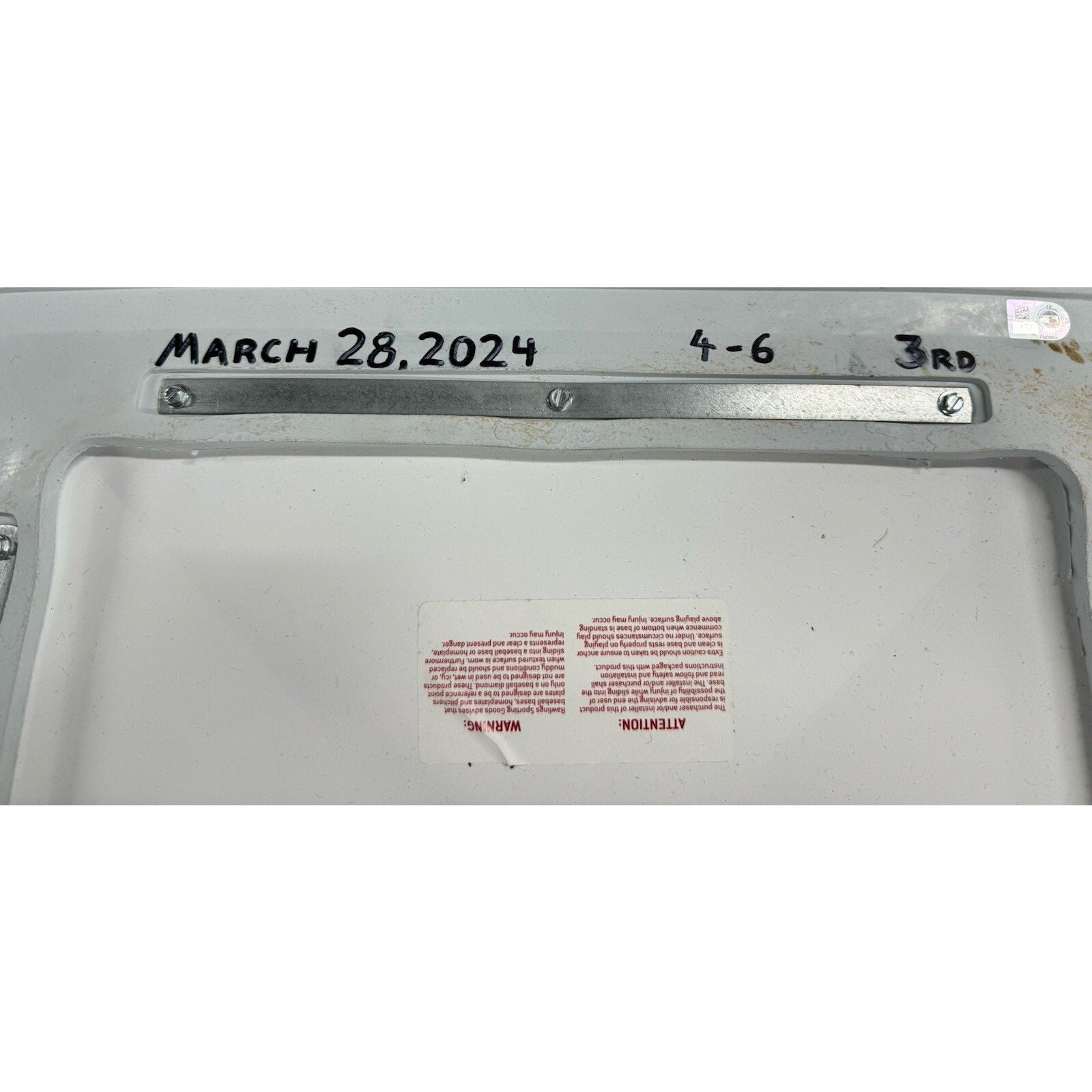 MLB authentication hologram and game-used verification label for Orioles Opening Day third base