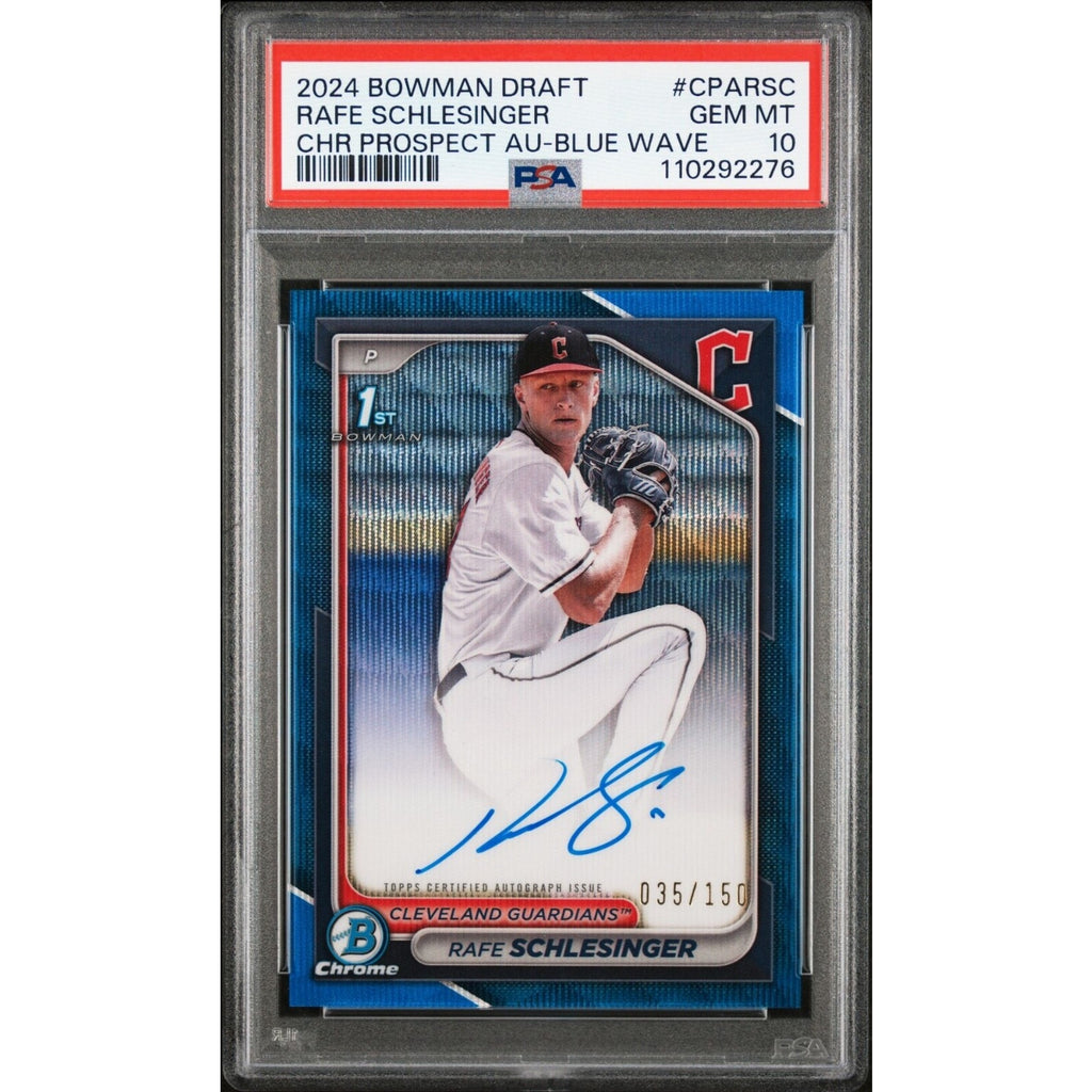 2024 Bowman Draft Rafe Schlesinger Blue Wave Refractor Auto /150 PSA 10 rookie card