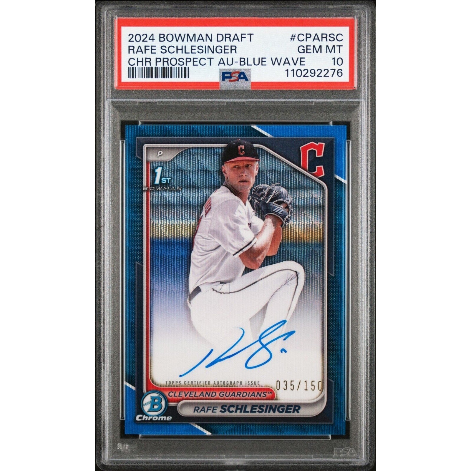 2024 Bowman Draft Rafe Schlesinger Blue Wave Refractor Auto /150 PSA 10 rookie card