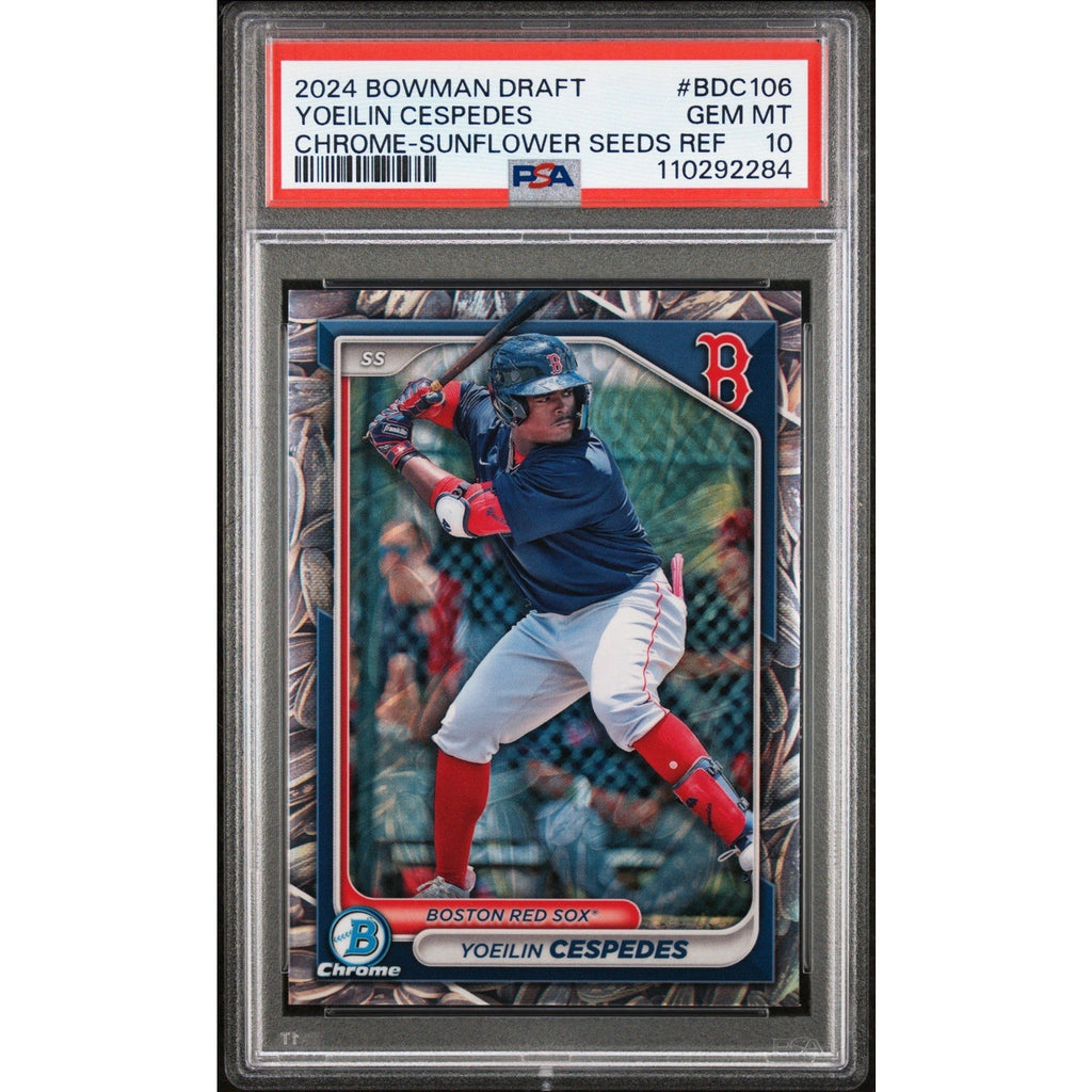 2024 Bowman Draft Yoeilin Cespedes Sunflower Seeds Refractor /5 PSA 10 Red Sox card