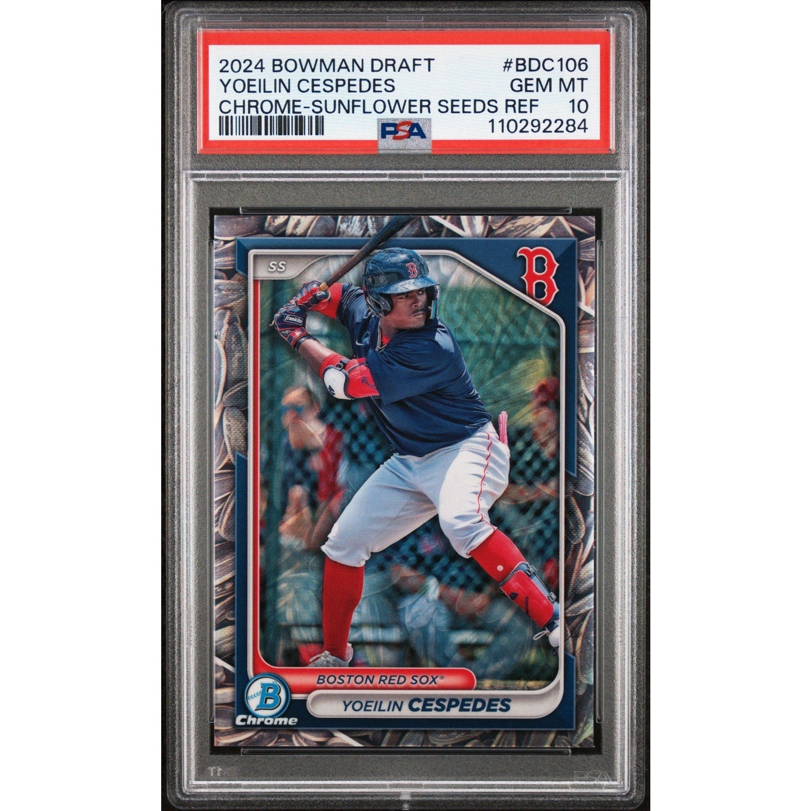 2024 Bowman Draft Yoeilin Cespedes Sunflower Seeds Refractor /5 PSA 10 Red Sox card