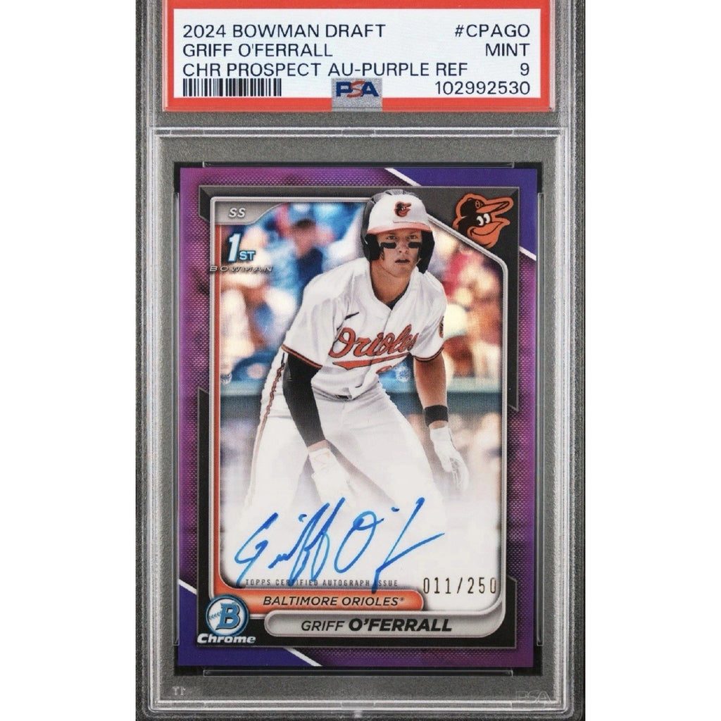 2024 Bowman Draft Griff O'Ferrall 1st Purple Refractor Auto /250 PSA 9 Orioles card