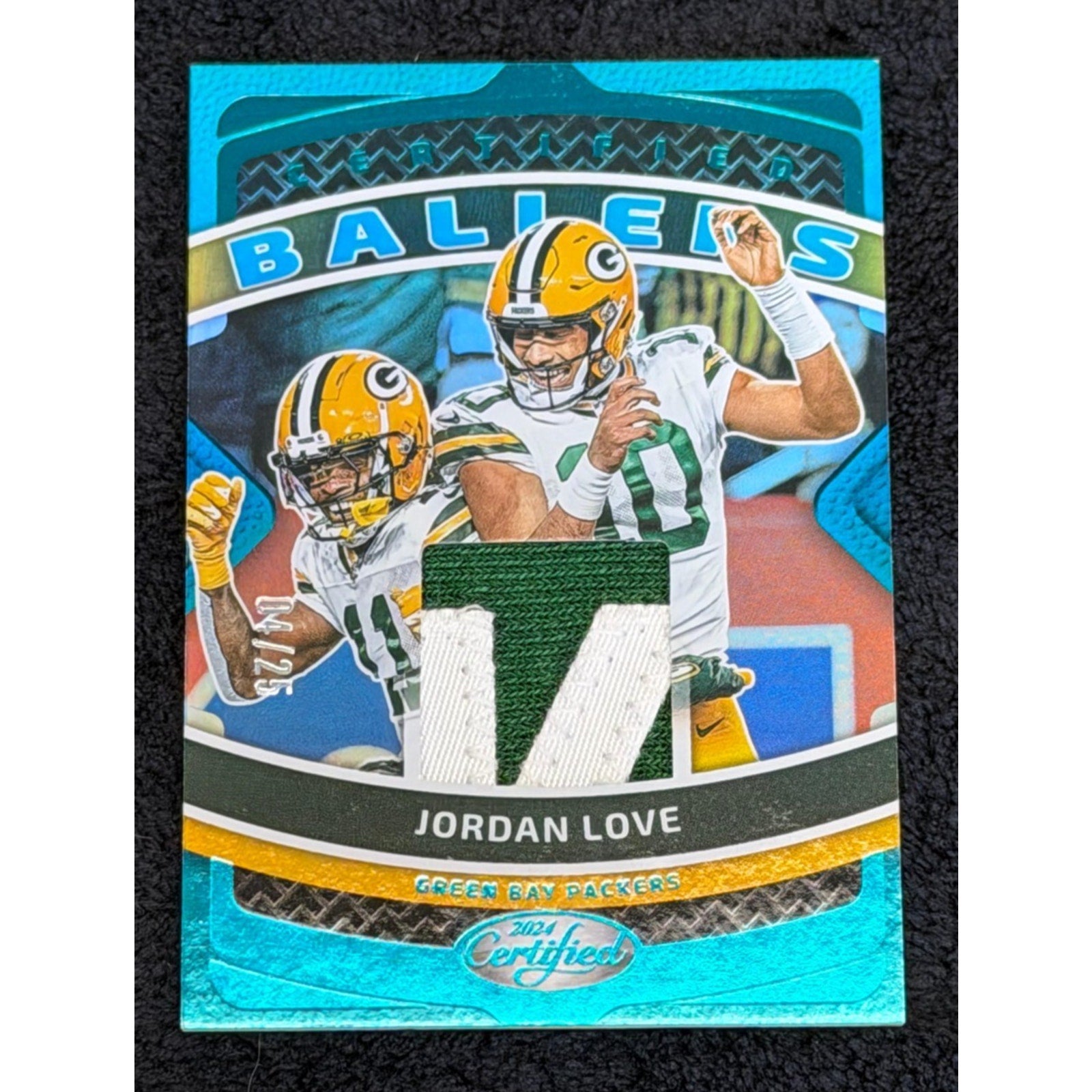 2024 Panini Certified Jordan Love Certified Ballers Patch #CBM-JLE /25 Green Bay Packers memorabilia card front