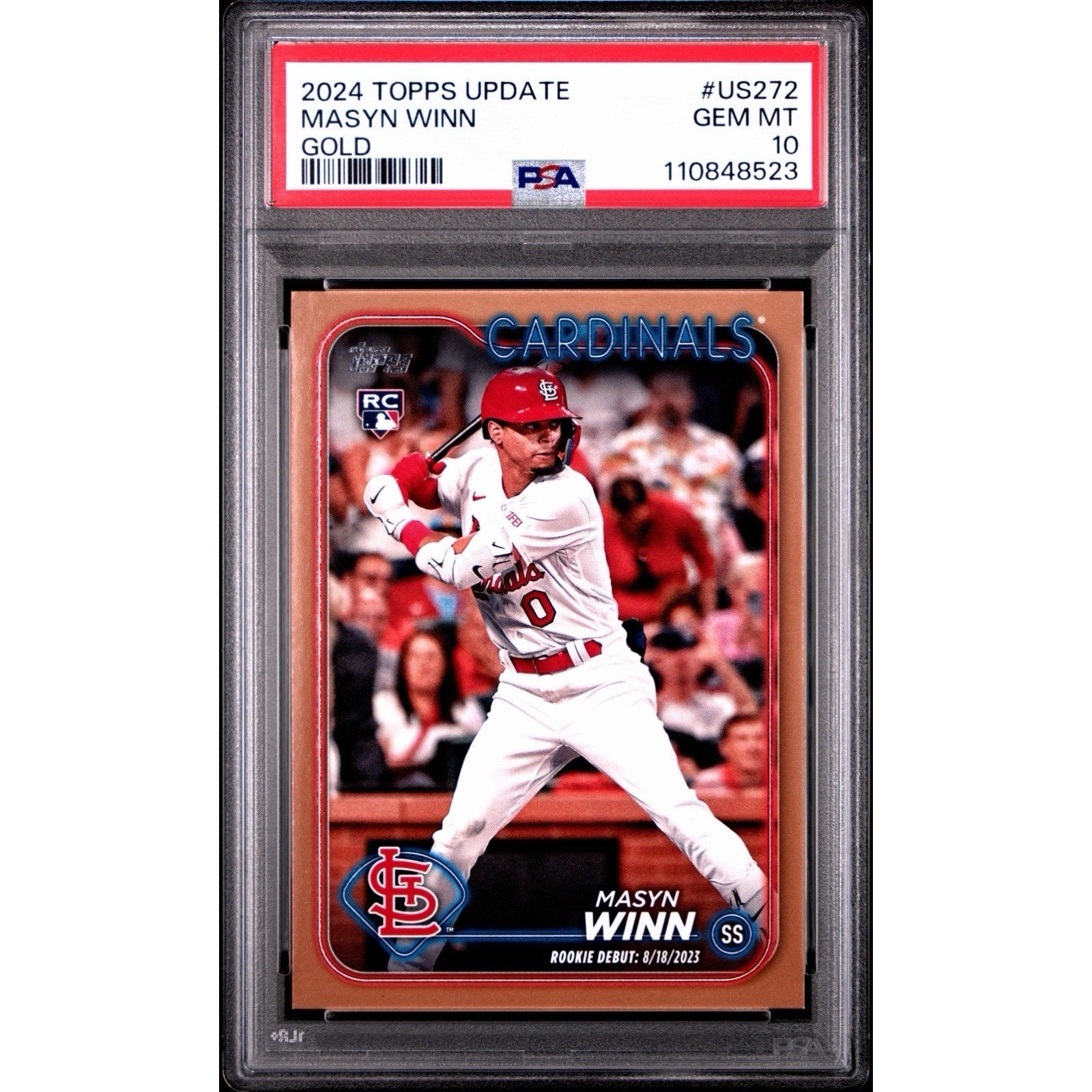 2024 Topps Update Masyn Winn Gold Border Rookie Debut card #US272 numbered /2024 graded PSA 10 Gem Mint