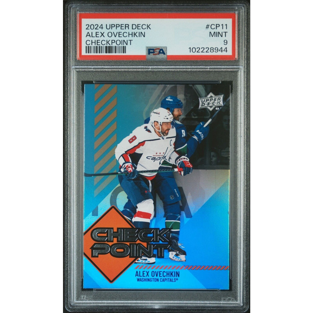 2024 Upper Deck Checkpoint Alex Ovechkin #CP-11 PSA 9 Mint POP 2 Washington Capitals hockey card front view