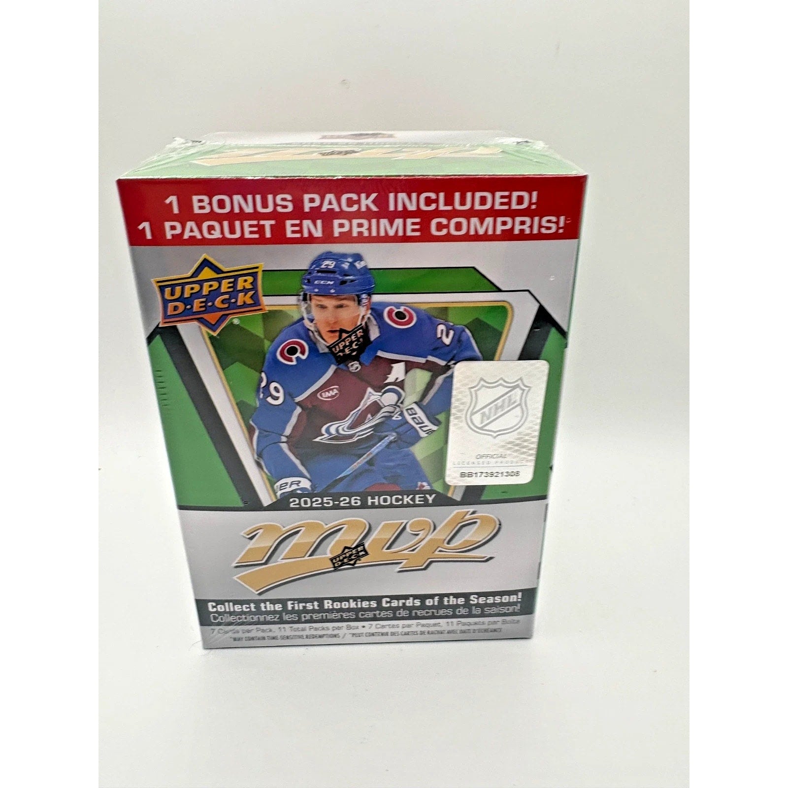 2025-26 Upper Deck NHL MVP Hockey Blaster Box sealed trading card box with 11 packs included