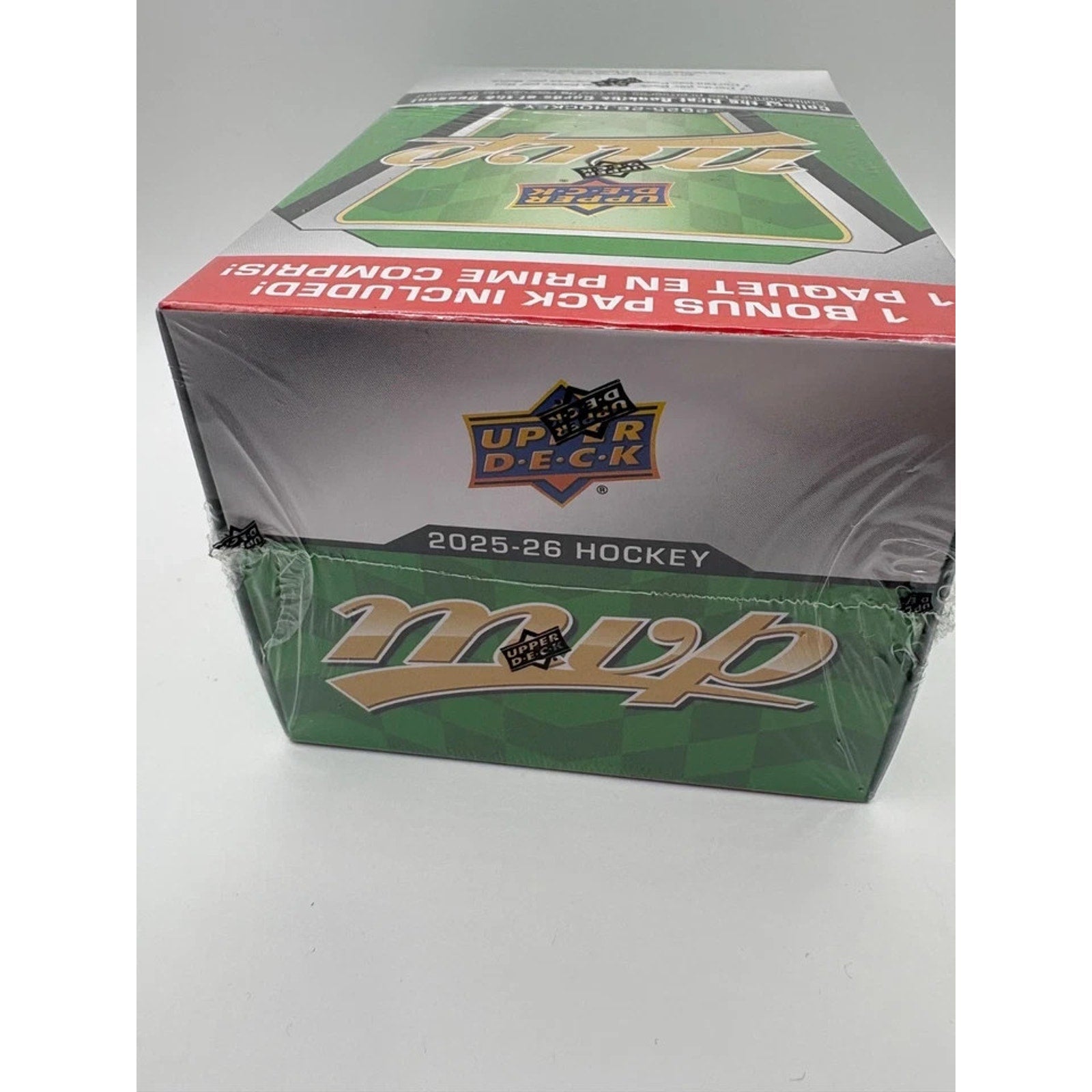 Top view of 2025-26 Upper Deck NHL MVP Hockey Blaster Box packaging