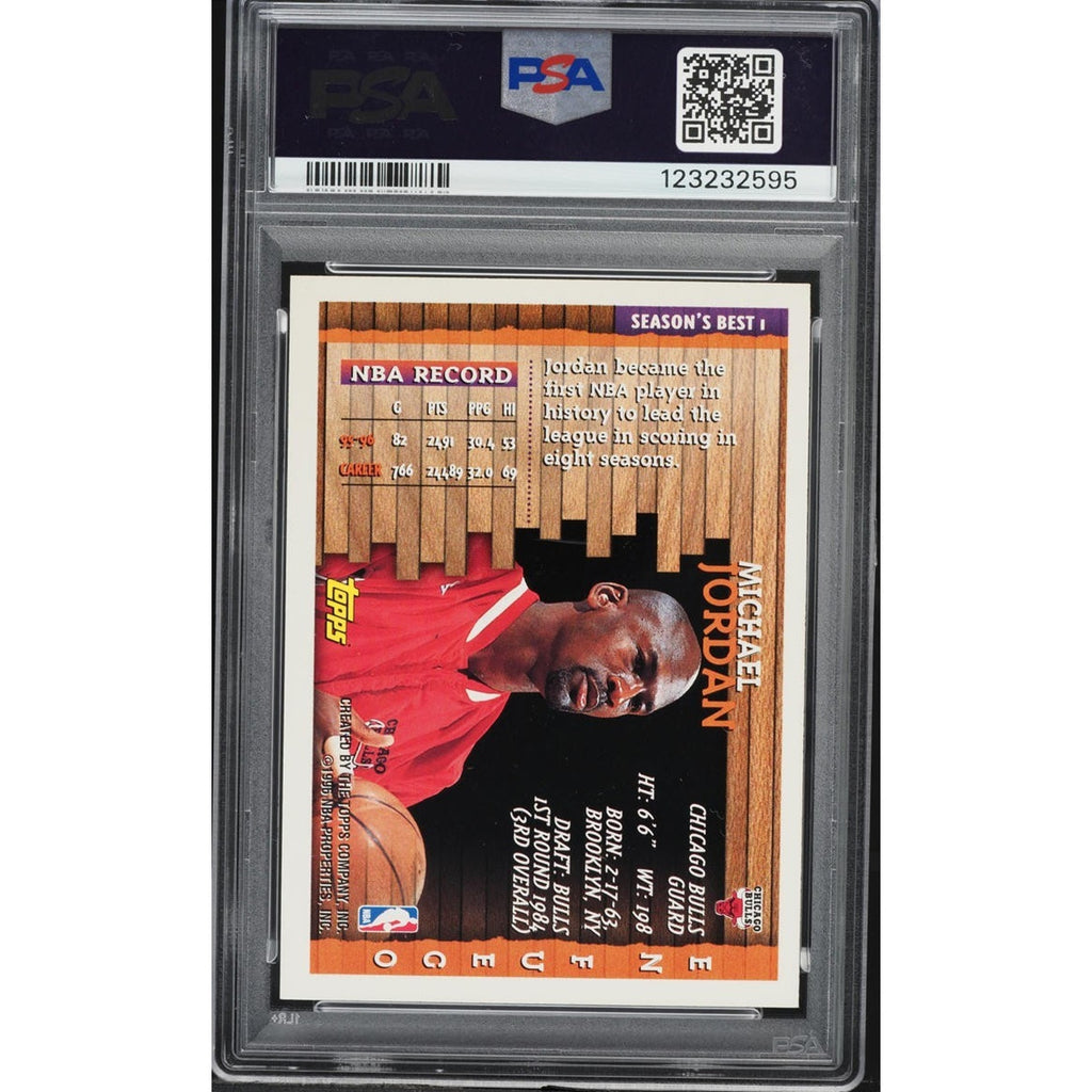 1996 Topps Michael Jordan Season’s Best En Fuego #1 PSA 10 Gem Mint Basketball
