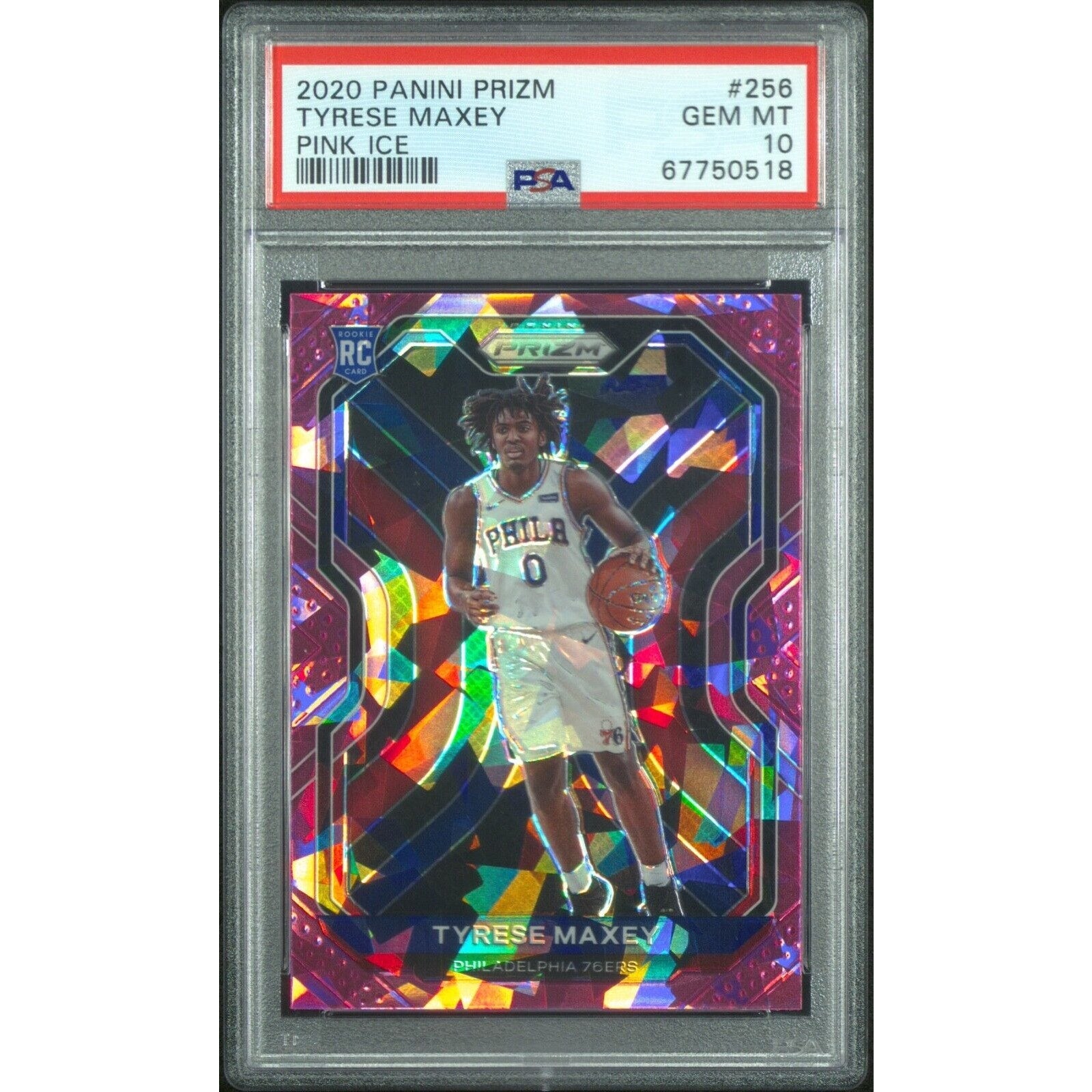2020 Panini Prizm DP Tyrese Maxey #54 Pink Ice Rookie Card PSA 10 Mint 76ers 256