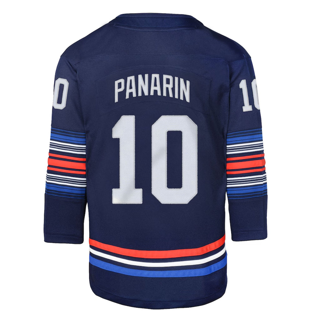 Artemi Panarin New York Rangers Youth Alternate Premier Player Jersey back view featuring Panarin nameplate and number 10