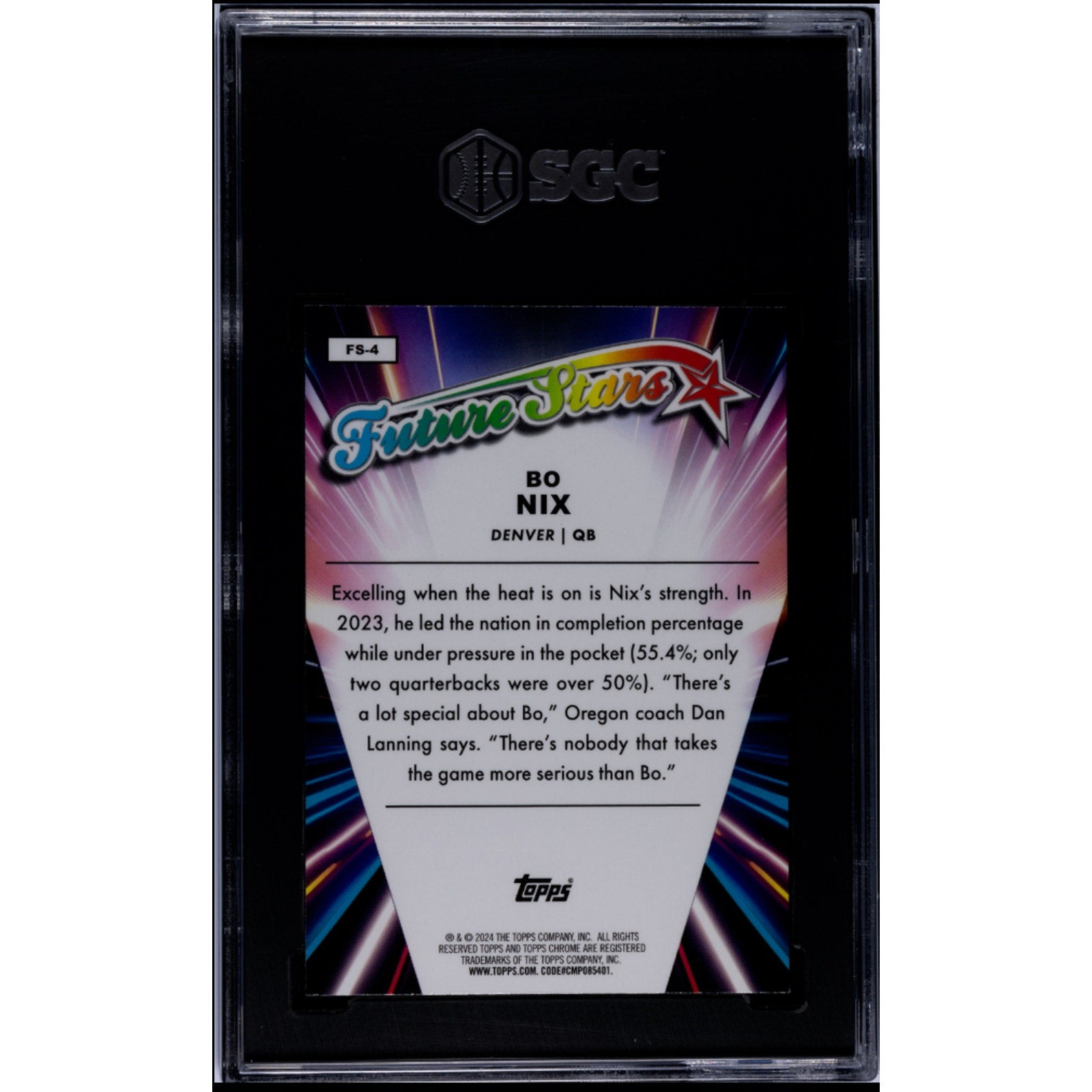 2024 Topps Chrome Future Stars Bo Nix rookie X-Fractor (RC) SGC 9 Mint Bears