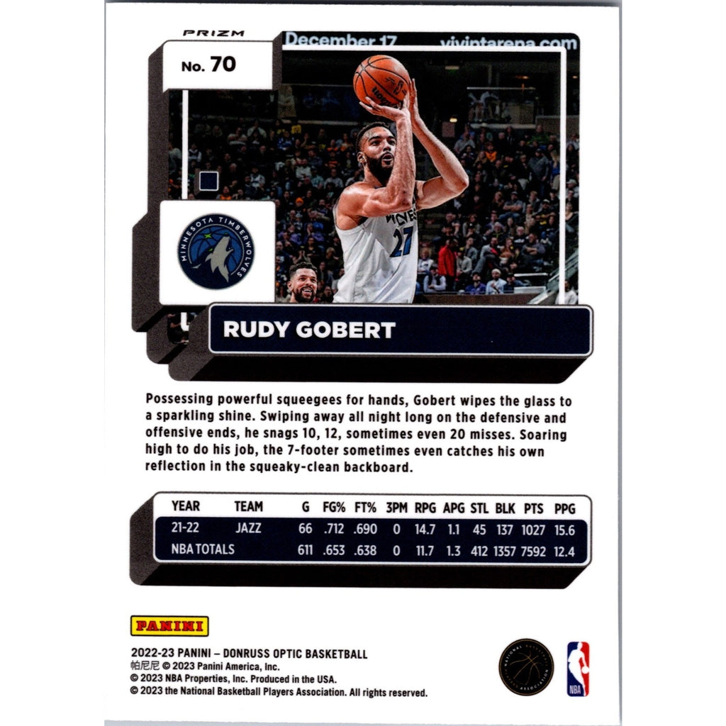 RUDY GOBERT 2022-23 DONRUSS OPTIC DISCO MINNESOTA TIMBERWOLVES #70