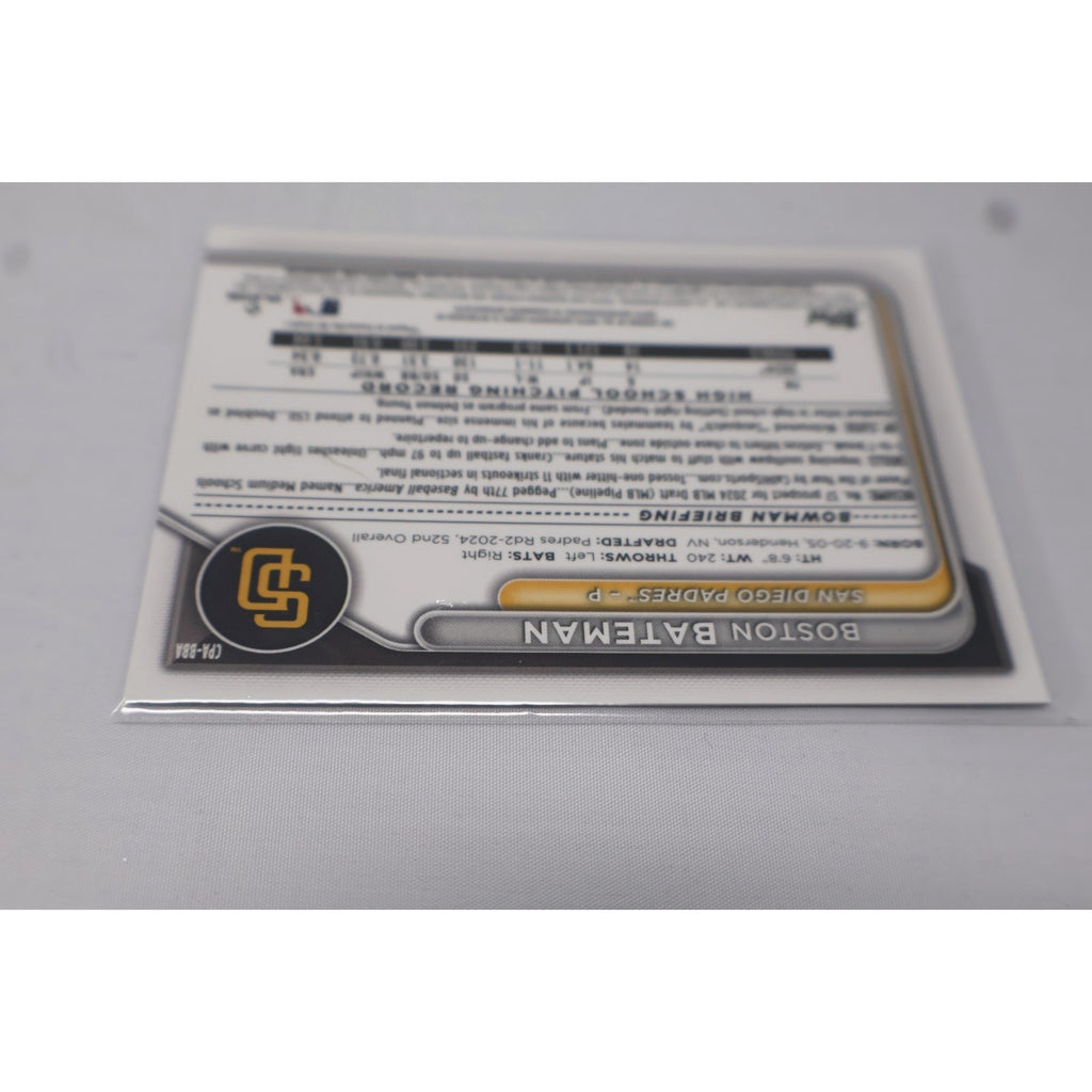 Boston Bateman 2024 1st Bowman Chrome Auto #CPA-BBA Signed Rookie Card RC