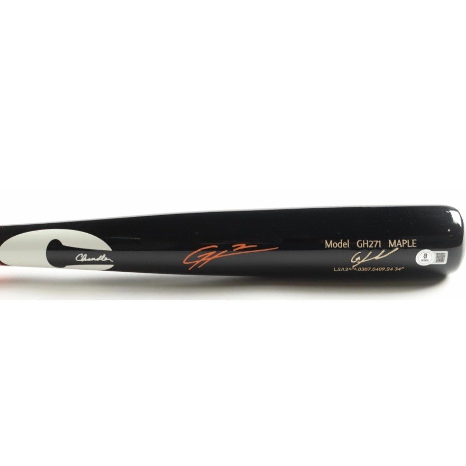 Gunnar Henderson Signed Chandler Player Model Baseball Bat Beckett Orioles