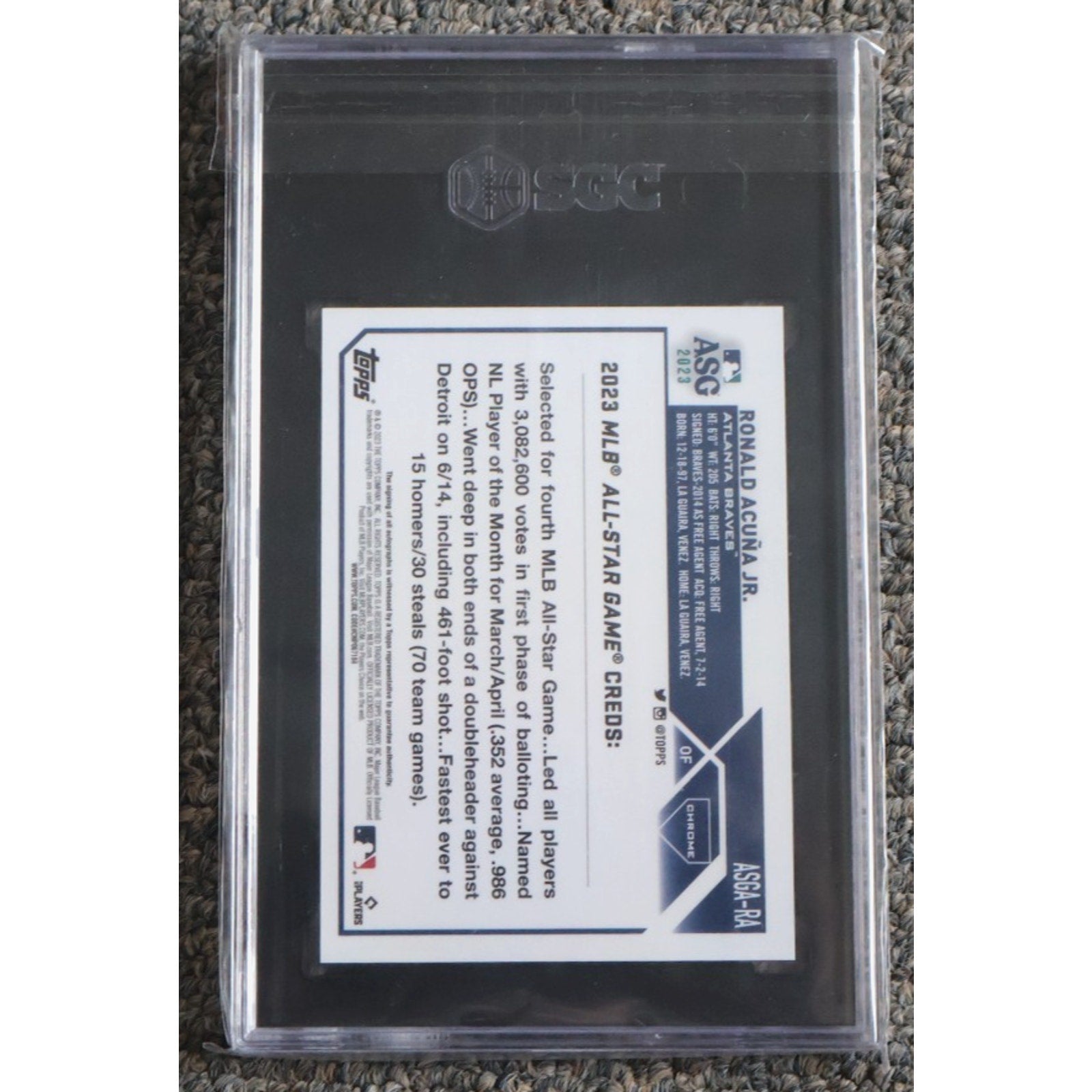 Ronald Acuna Jr 2023 Topps Chrome Update All-Star Game Auto ASGA-RA SGC 9.5/10
