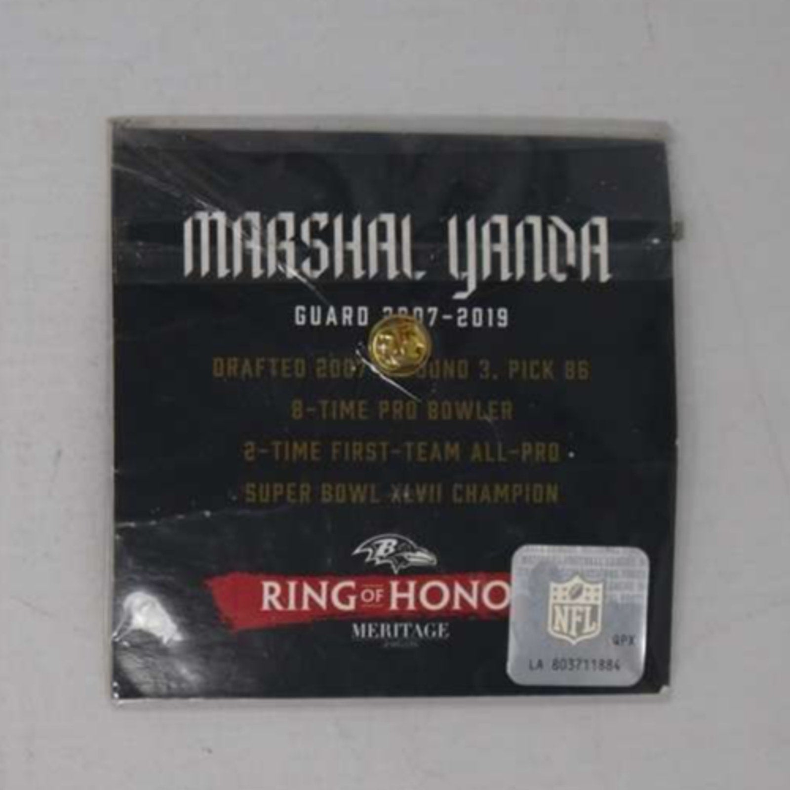 Baltimore Ravens Marshall Yanda Ring of Honor 2023 Commemorative Pin