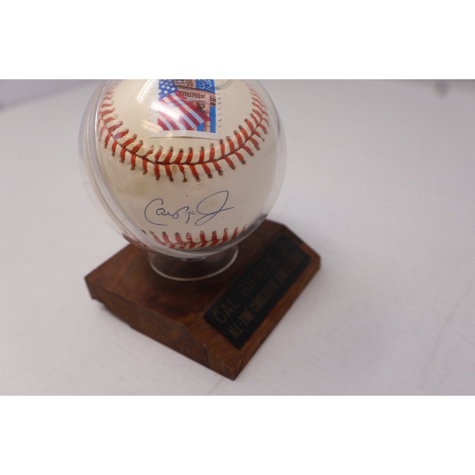 Cal Ripken Jr Signed 2139 #8 Logo Baseball W/Case And Plaque Mailed And Stamped