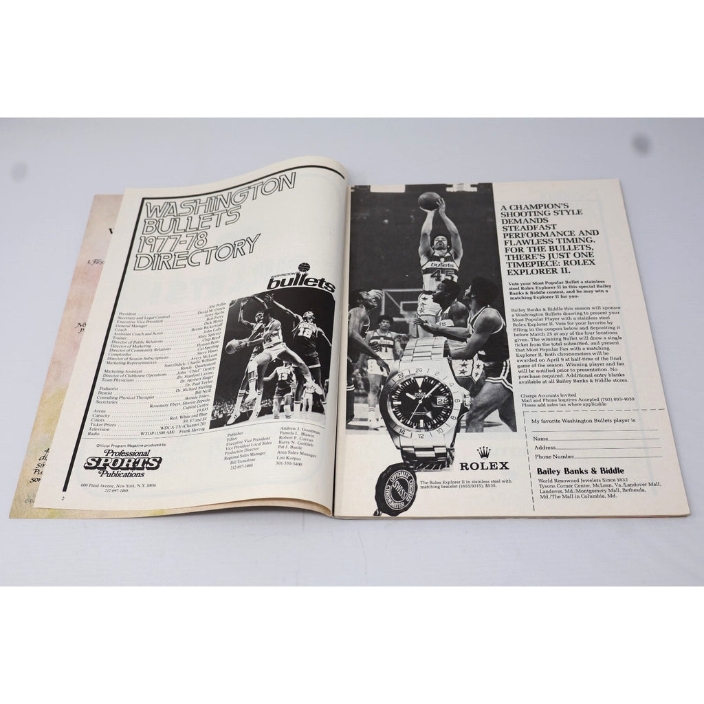 Washington Bullets Utah Jazz 1978 Hoop Program Pete Maravich On Cover Unscored