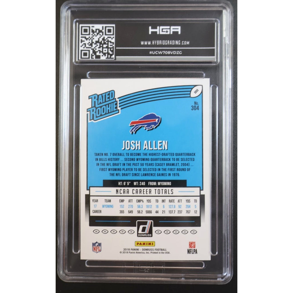 Josh Allen 2018 Donruss Rated Rookie #304 HGA 9.5
